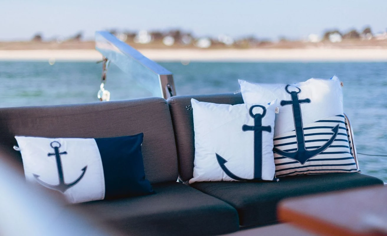 Cushion 20x12 In Blue Anchor Recycled Sail - Image 3