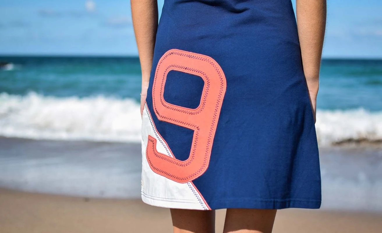 Yachting Polo Dress Deep Blue Recycled Sail - Image 3
