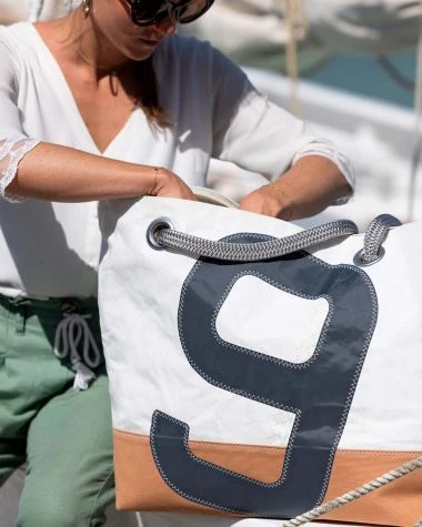 Carla Travel Bag Caramel And Grey Recycled Sail - Image 6