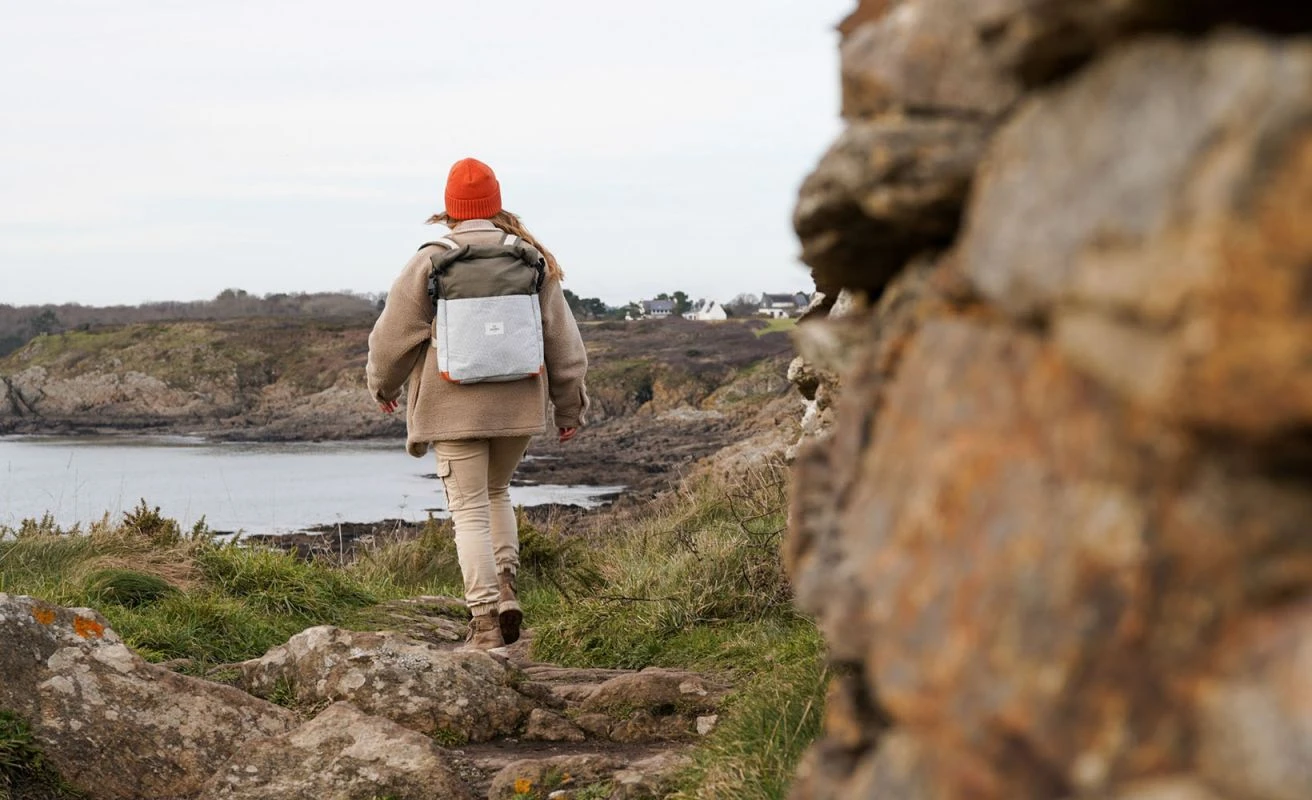 Rollup Backpack Khaki Recycled Sail - Image 3