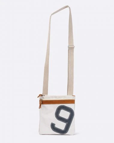 Travel Cross-body Bag Leather And Linen Recycled Sail - Image 2
