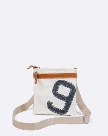 Travel Cross-body Bag Leather And Linen Recycled Sail