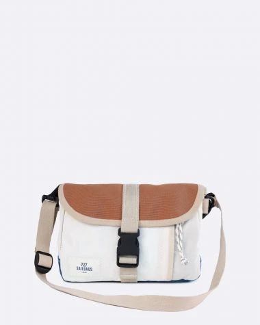 Scooty Handlebar Cross-body Bag Convertible Blue And Brown Recycled Sail - Image 2