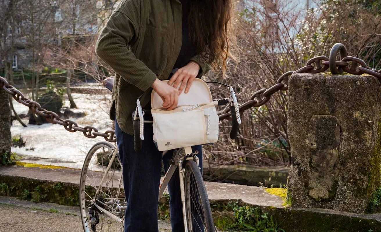 Scooty Handlebar Cross-body Bag Convertible Blue And Brown Recycled Sail - Image 3