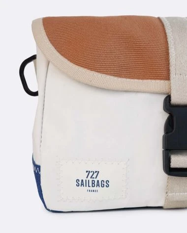 Scooty Handlebar Cross-body Bag Convertible Blue And Brown Recycled Sail - Image 4