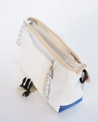 Scooty Handlebar Cross-body Bag Convertible Blue And Brown Recycled Sail - Image 6