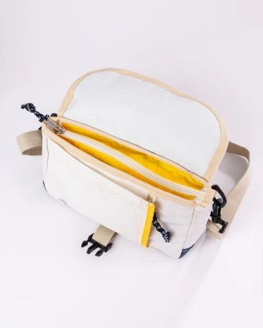 Scooty Handlebar Cross-body Bag Convertible Blue And Yellow Recycled Sail - Image 6