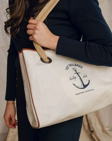 Seaside Tote Classic Yachting Recycled Sail - Image 14