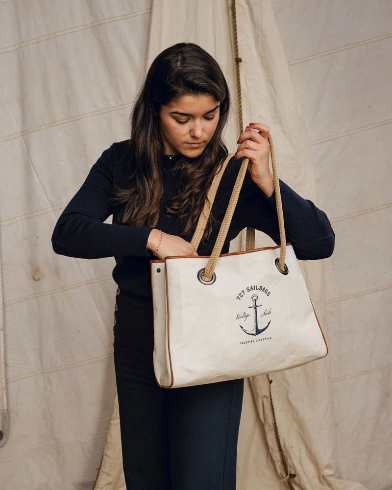 Seaside Tote Classic Yachting Recycled Sail - Image 8