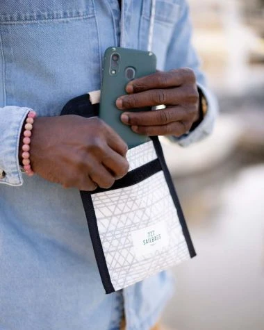 Skate Cross-body Bag Khaki And Orange Recycled Sail - Image 4