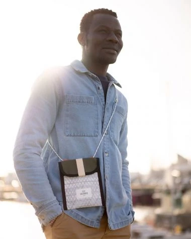 Skate Cross-body Bag Khaki And Orange Recycled Sail - Image 7