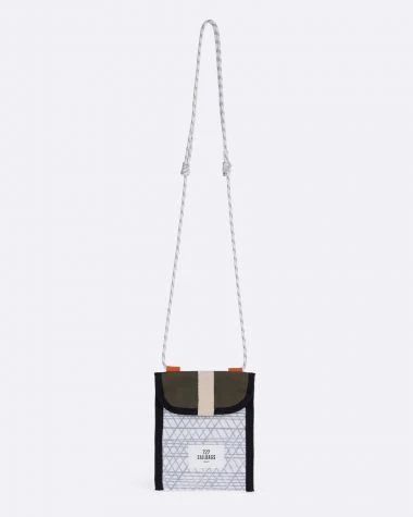 Skate Cross-body Bag Khaki And Orange Recycled Sail