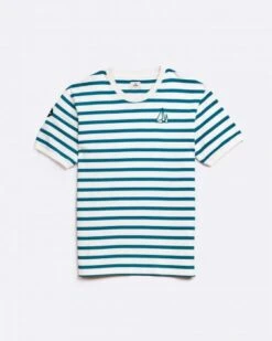 Men's Nantucket Striped Sailor Tee Teal Stripes Recycled Sail