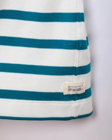Men's Nantucket Striped Sailor Tee Teal Stripes Recycled Sail - Image 4