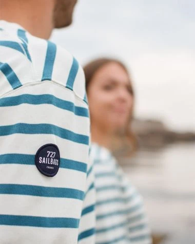 Men's Nantucket Striped Sailor Tee Teal Stripes Recycled Sail - Image 6
