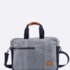Satchel Bag Grey And Navy Blue Leather Recycled Sail