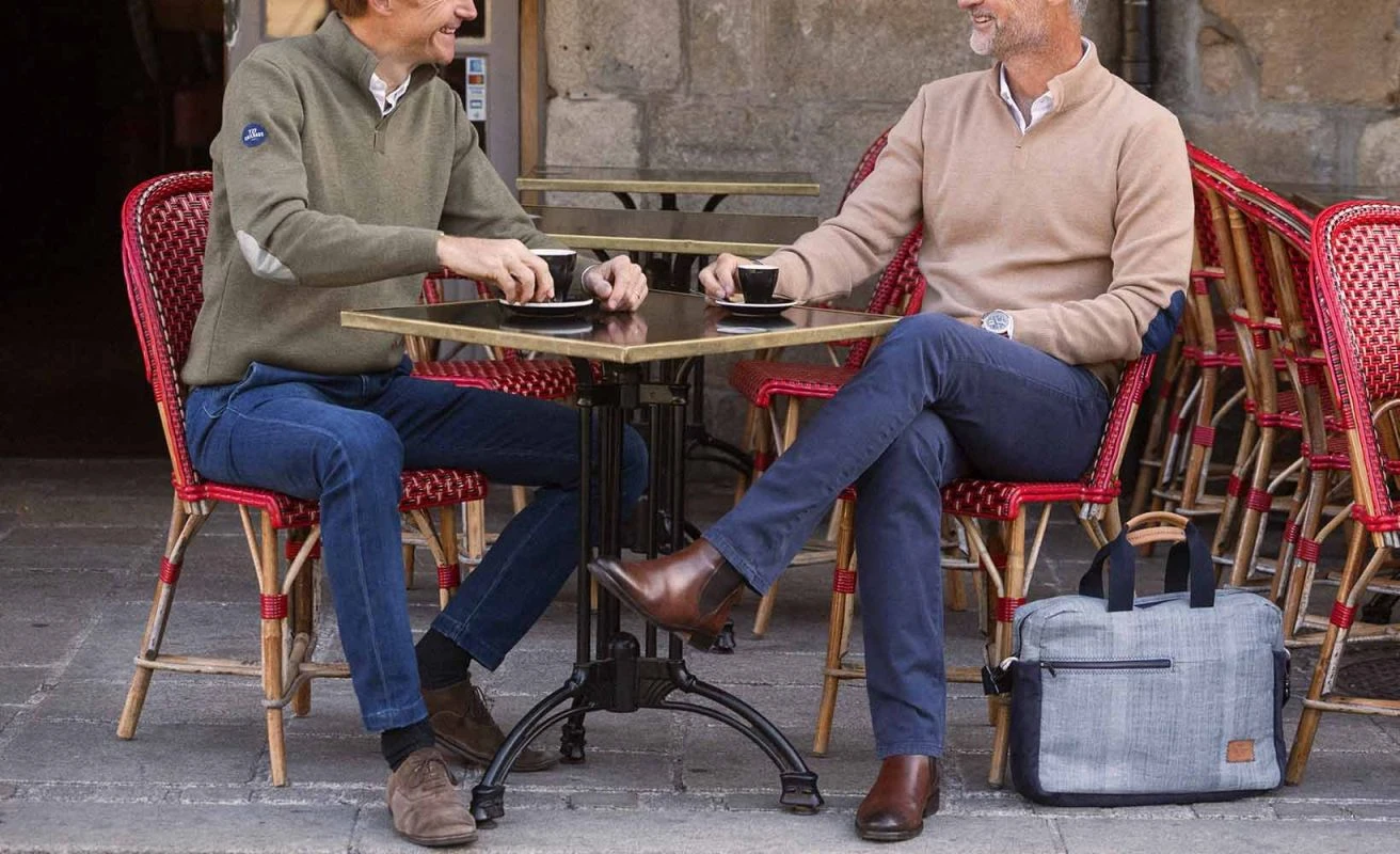 Satchel Bag Grey And Navy Blue Leather Recycled Sail - Image 3