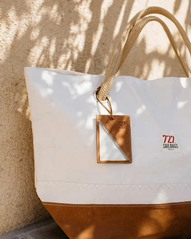 Carla Travel Bag Leather Base Recycled Sail - Image 4