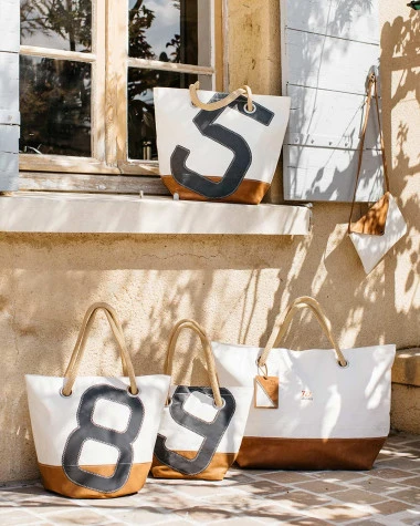 Carla Travel Bag Leather Base Recycled Sail - Image 5