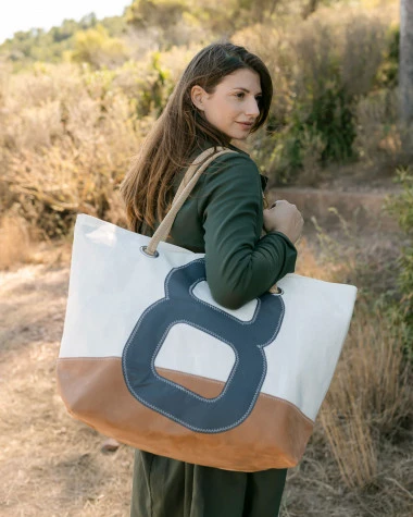 Carla Travel Bag Leather Base Recycled Sail - Image 7