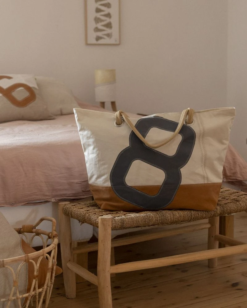 Carla Travel Bag Leather Base Recycled Sail - Image 8