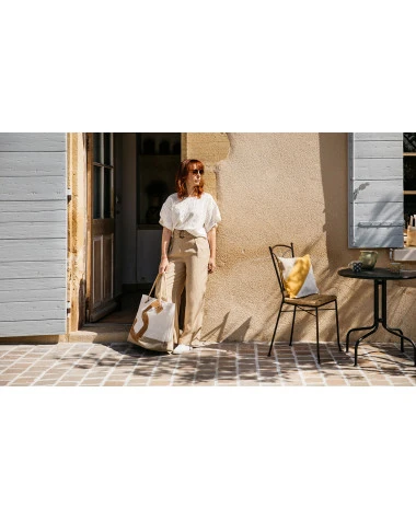 Carla Travel Bag Linen And Leather Recycled Sail - Image 2