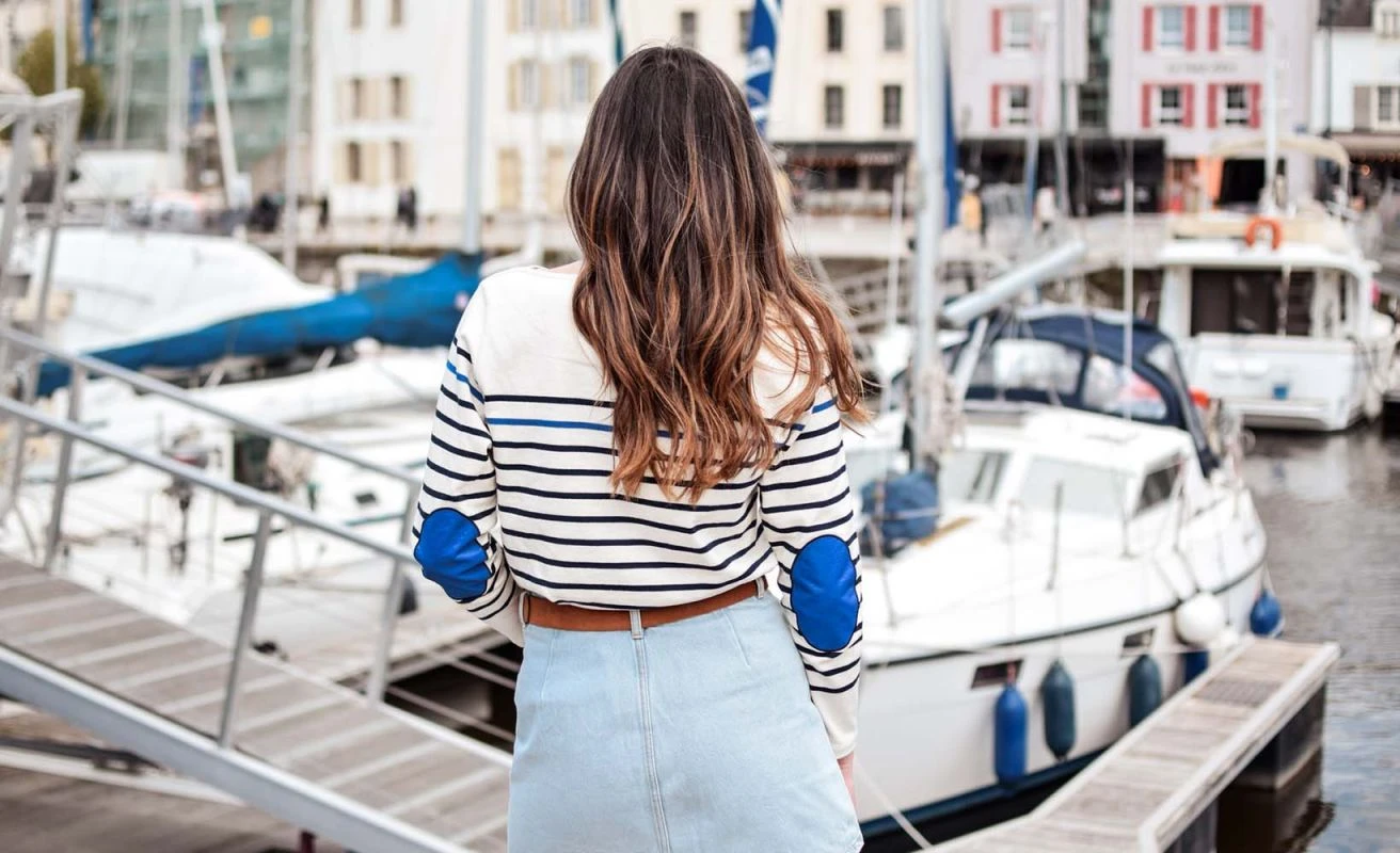 Women's Midship Striped Sailor Shirt Blue Stripes Recycled Sail - Image 3