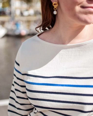 Women's Midship Striped Sailor Shirt Blue Stripes Recycled Sail - Image 6