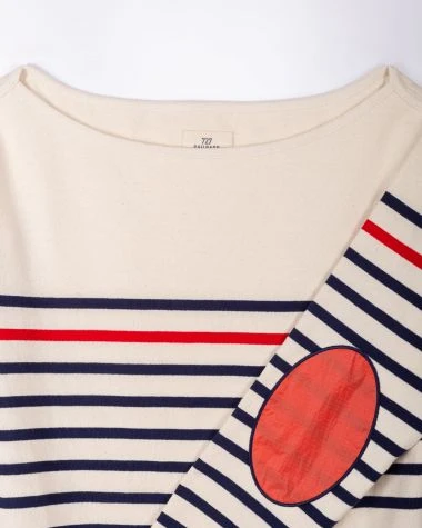 Women's Midship Striped Sailor Shirt Red & Navy Stripes Recycled Sail - Image 2