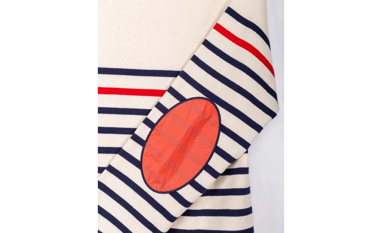 Women's Midship Striped Sailor Shirt Red & Navy Stripes Recycled Sail - Image 3