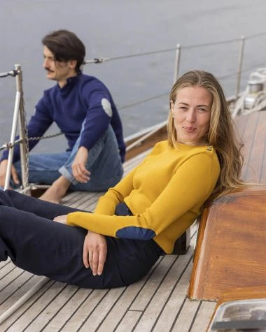 Women's Sailor Sweater Merino Wool Mustard Recycled Sail - Image 5