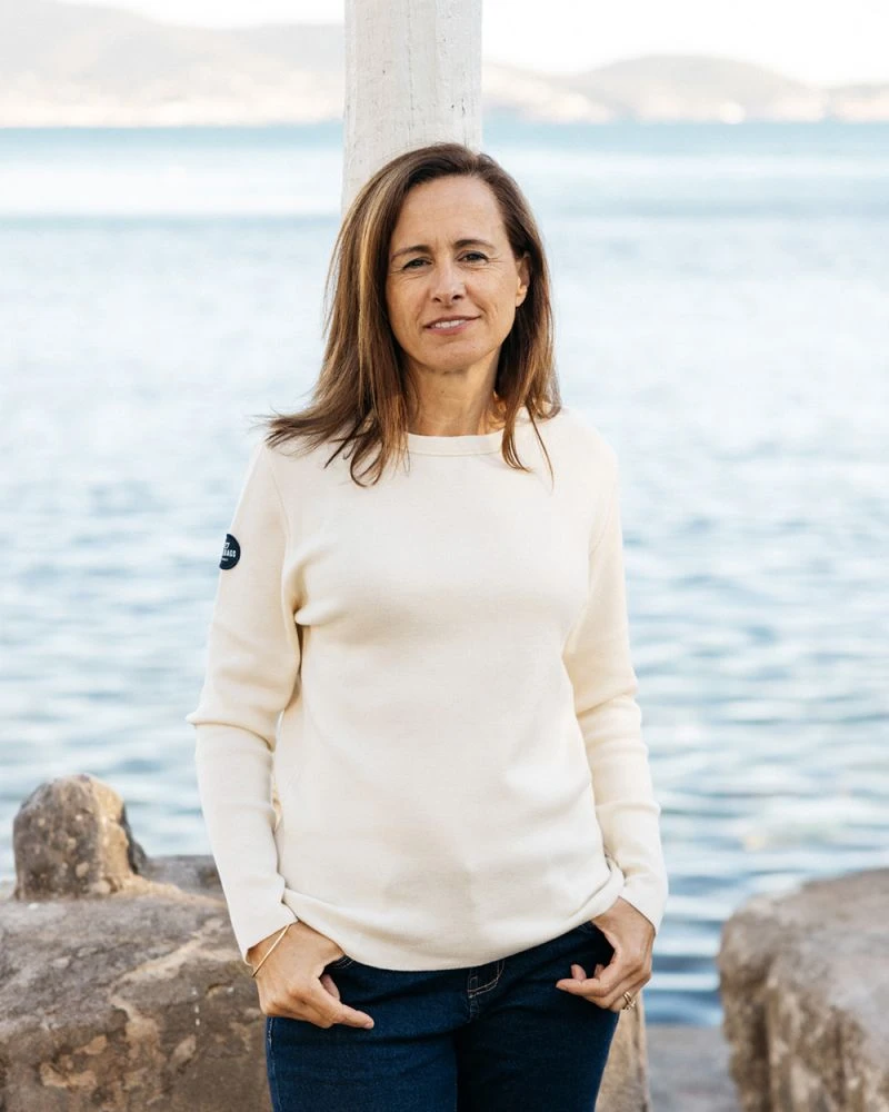 Women's Sailor Sweater Merino Wool White Recycled Sail - Image 8